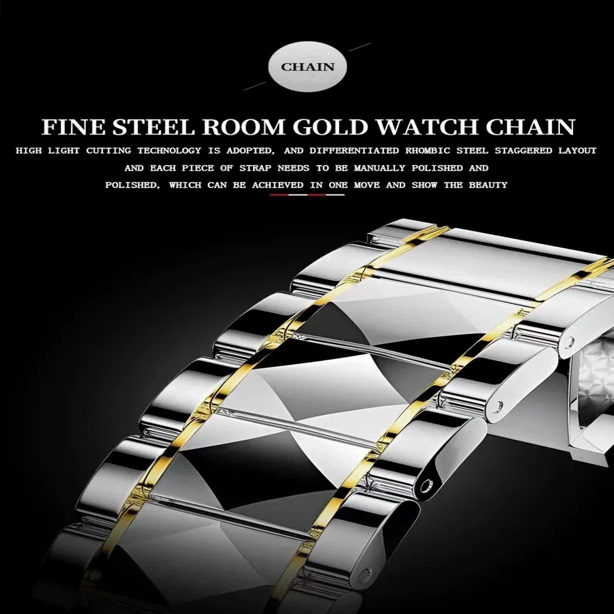 New Binbond Stainless Steel Classic Waterproof Watch for Men-Golden&Blue